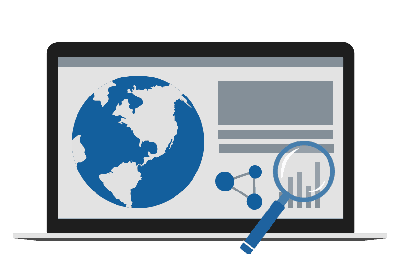 arades IT Consulting - Webmanagement Ein Laptop, auf dem Laptop ist eine Weltkugel und mehrere Statistiken.